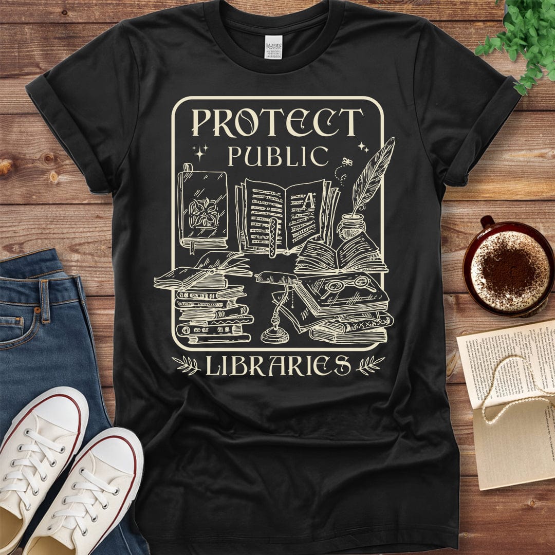 Printful T-shirt Black / S Protect Public Libraries Shirt