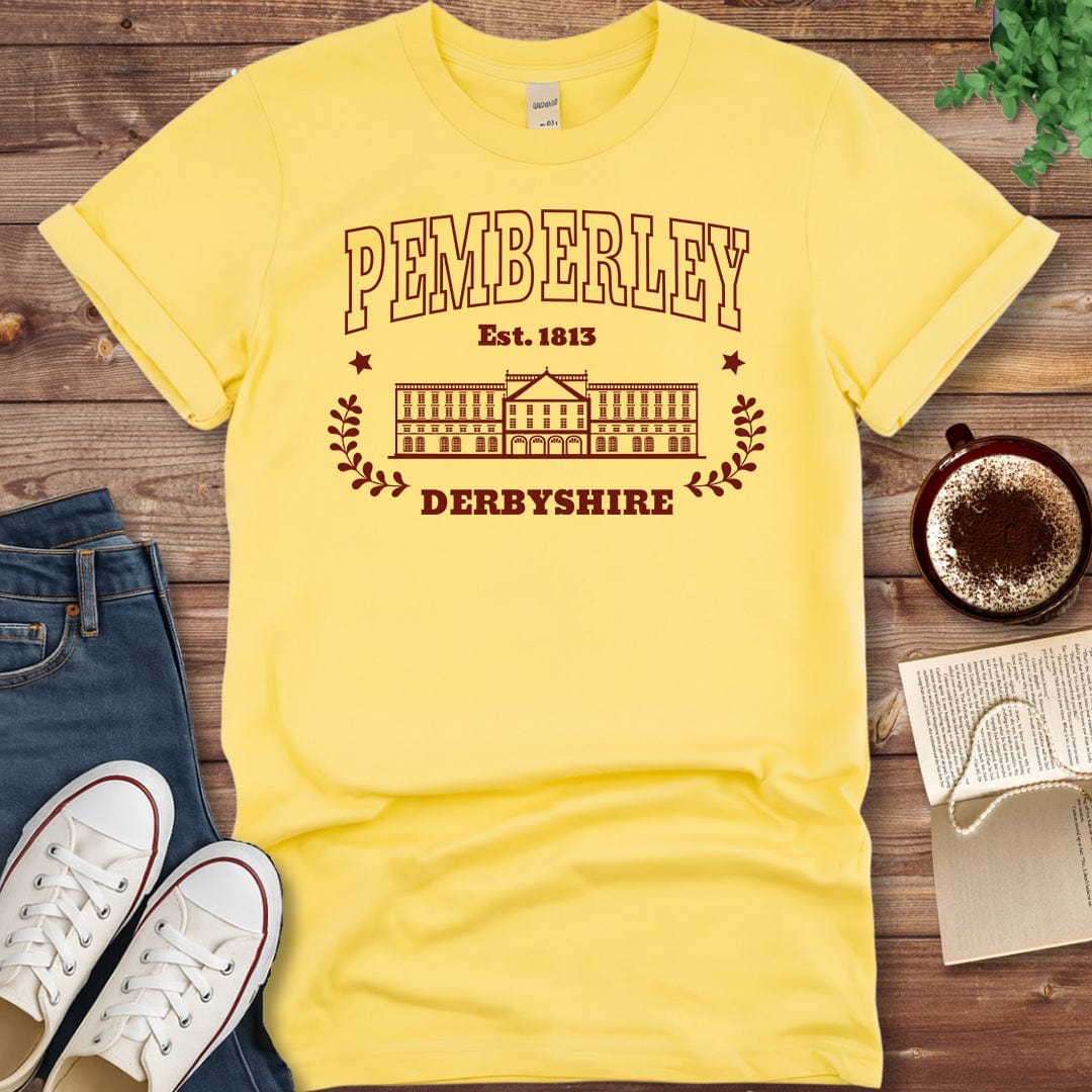 Pride & Pedantry Literary Tees T-shirt Cornsilk / S Pemberley Derbyshire Shirt