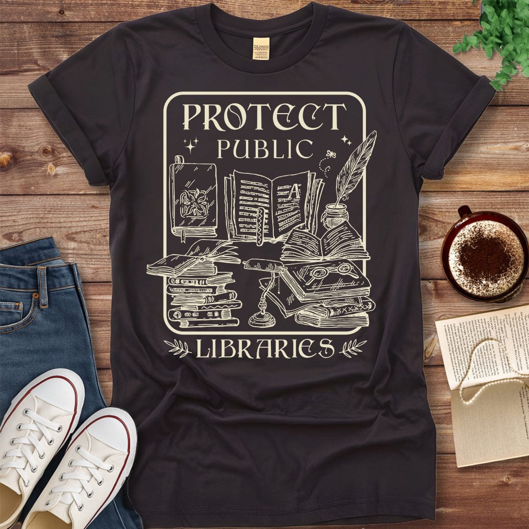 Printful T-shirt Dark Chocolate / S Protect Public Libraries Shirt