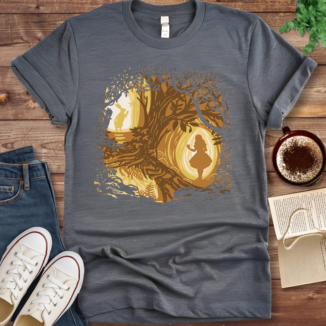 Printful T-shirt Dark Heather / S Alice in Wonderland Shirt