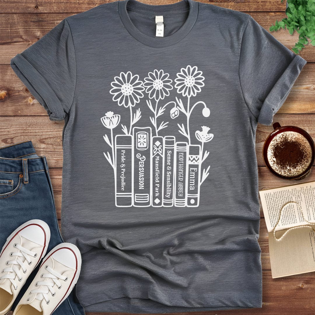 Pride & Pedantry Literary Tees T-shirt Dark Heather / S Jane Austen Books Shirt
