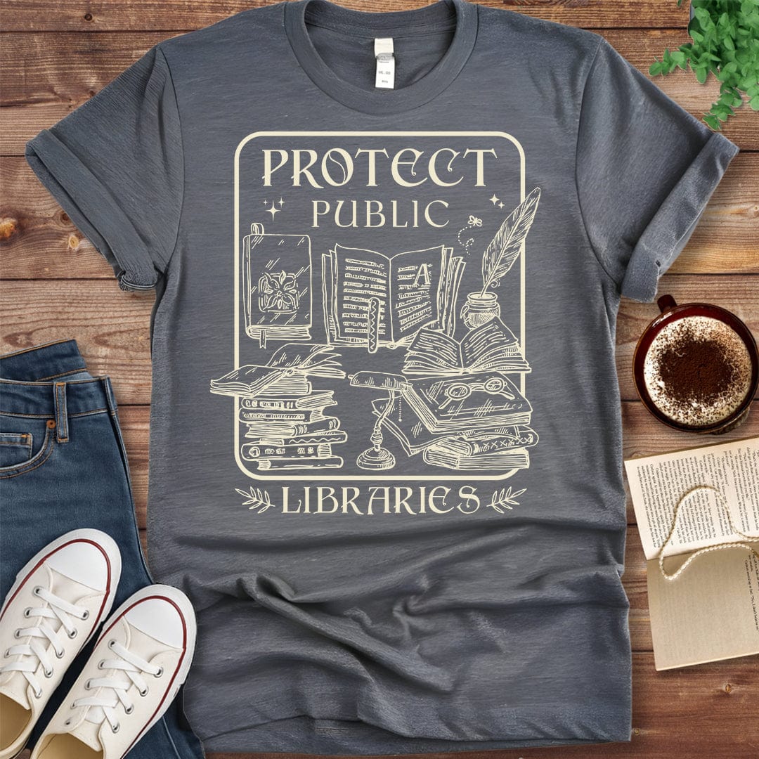 Printful T-shirt Dark Heather / S Protect Public Libraries Shirt