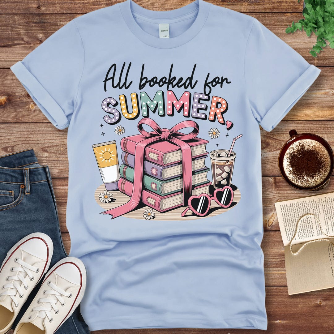 Printful T-shirt Light Blue / S All Booked for Summer Shirt