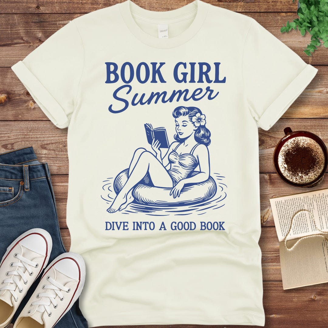 Printful T-shirt Natural / S Book Girl Summer Shirt