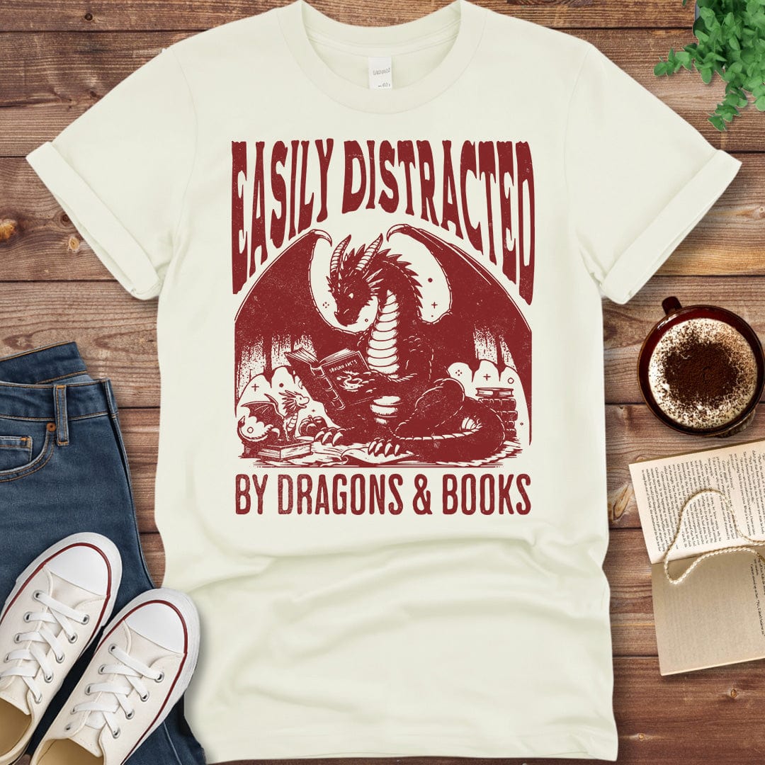 Printful T-shirt Natural / S Dragons & Books Shirt