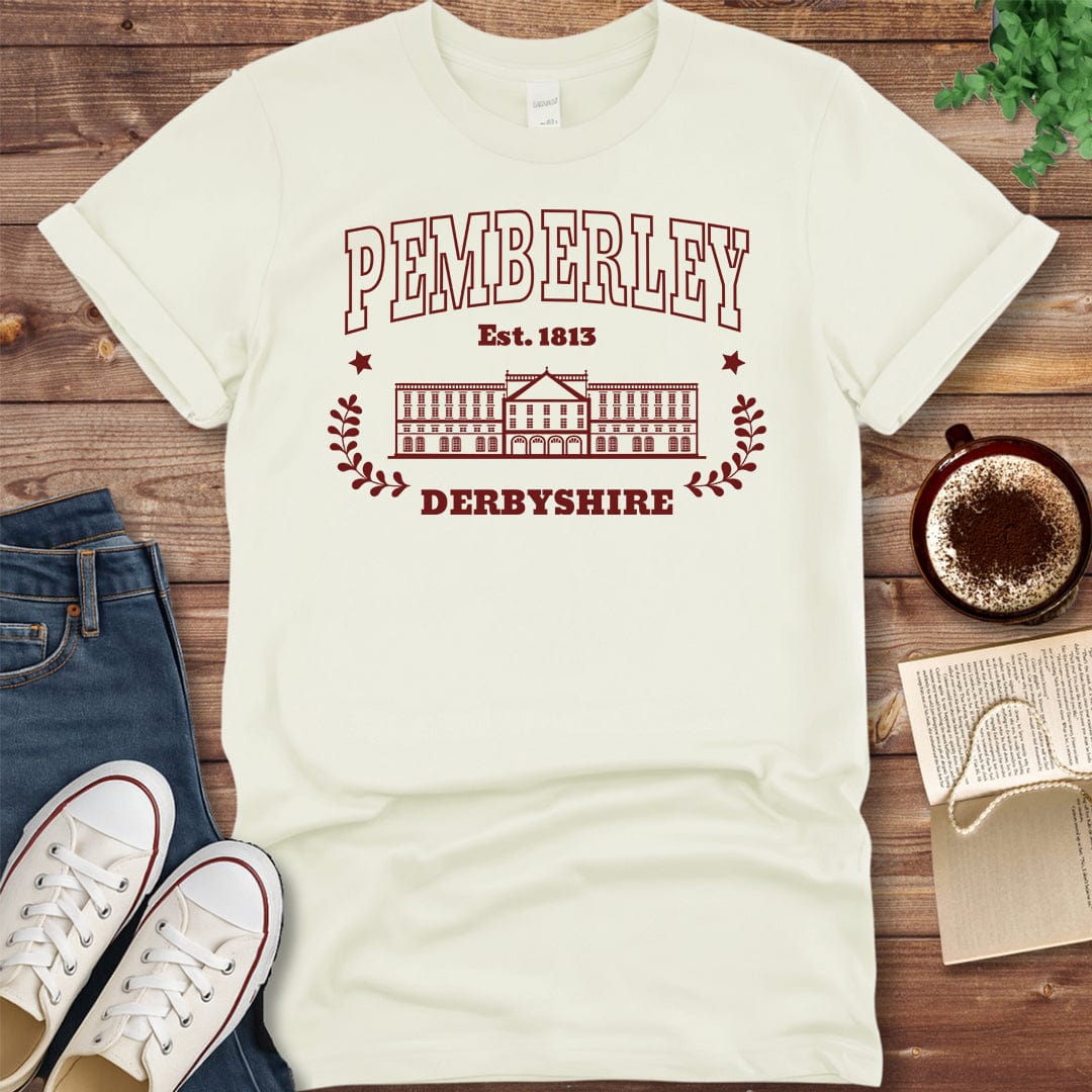 Pride & Pedantry Literary Tees T-shirt Natural / S Pemberley Derbyshire Shirt