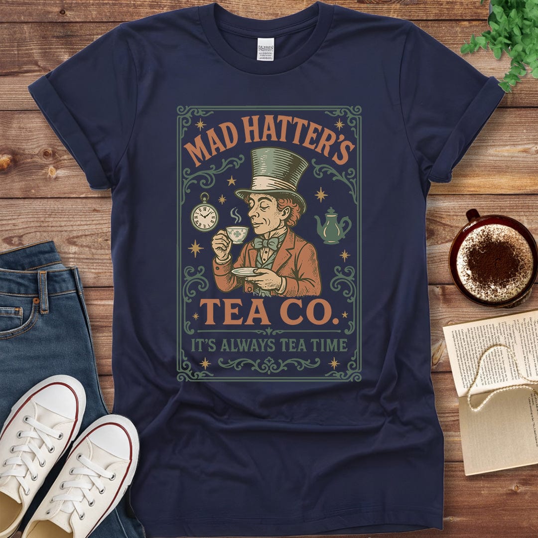 Printful T-shirt Navy / S Mad Hatter Shirt - Alice in Wonderland