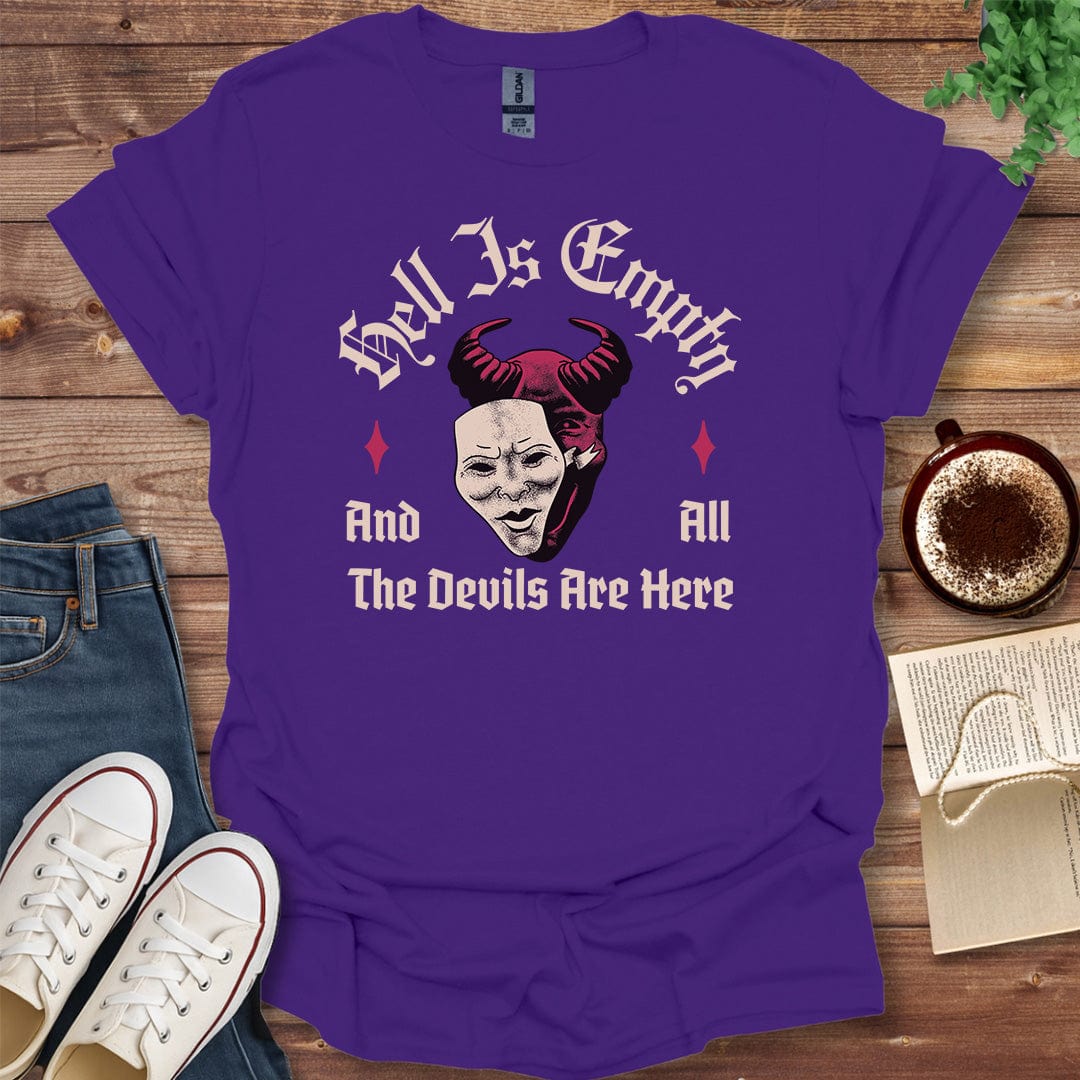 Printful T-shirt Purple / S Hell is Empty Shakespeare Quote Shirt