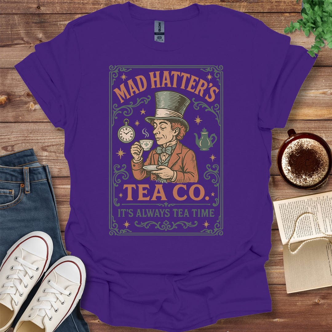 Printful T-shirt Purple / S Mad Hatter Shirt - Alice in Wonderland