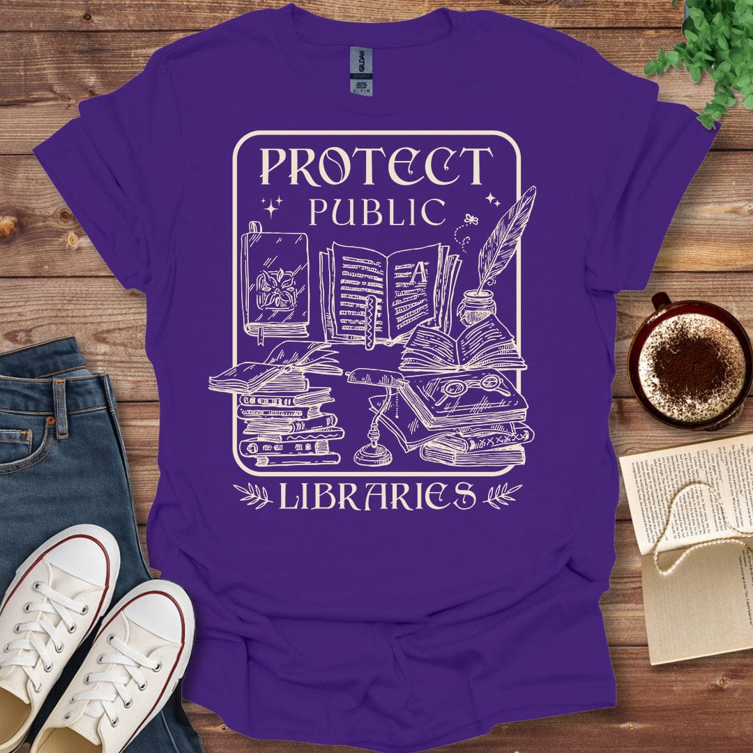 Printful T-shirt Purple / S Protect Public Libraries Shirt