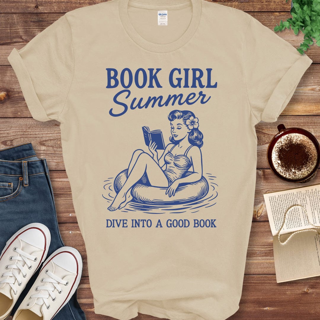 Printful T-shirt Sand / S Book Girl Summer Shirt