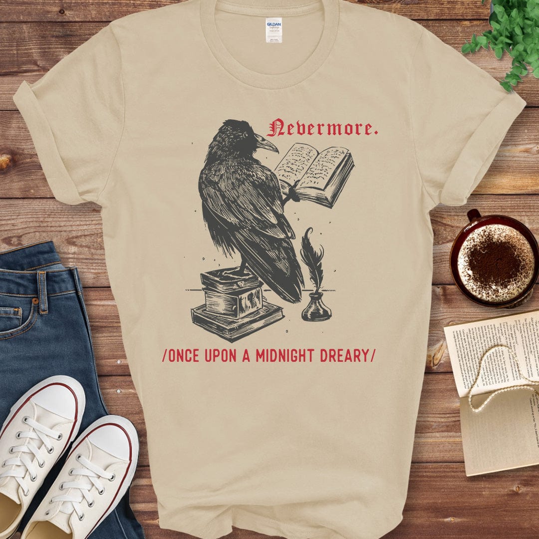 Printful T-shirt Sand / S Edgar Allan Poe Shirt – The Raven-Inspired Design
