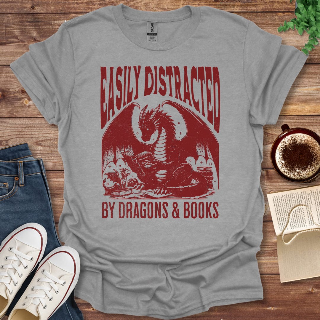 Printful T-shirt Sport Grey / S Dragons & Books Shirt