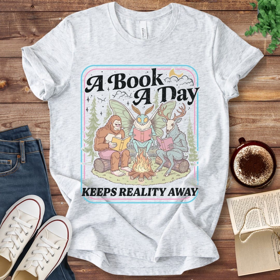 T-Shirt Ash / S A Book A Day Keeps Reality Away Cryptid T-Shirt