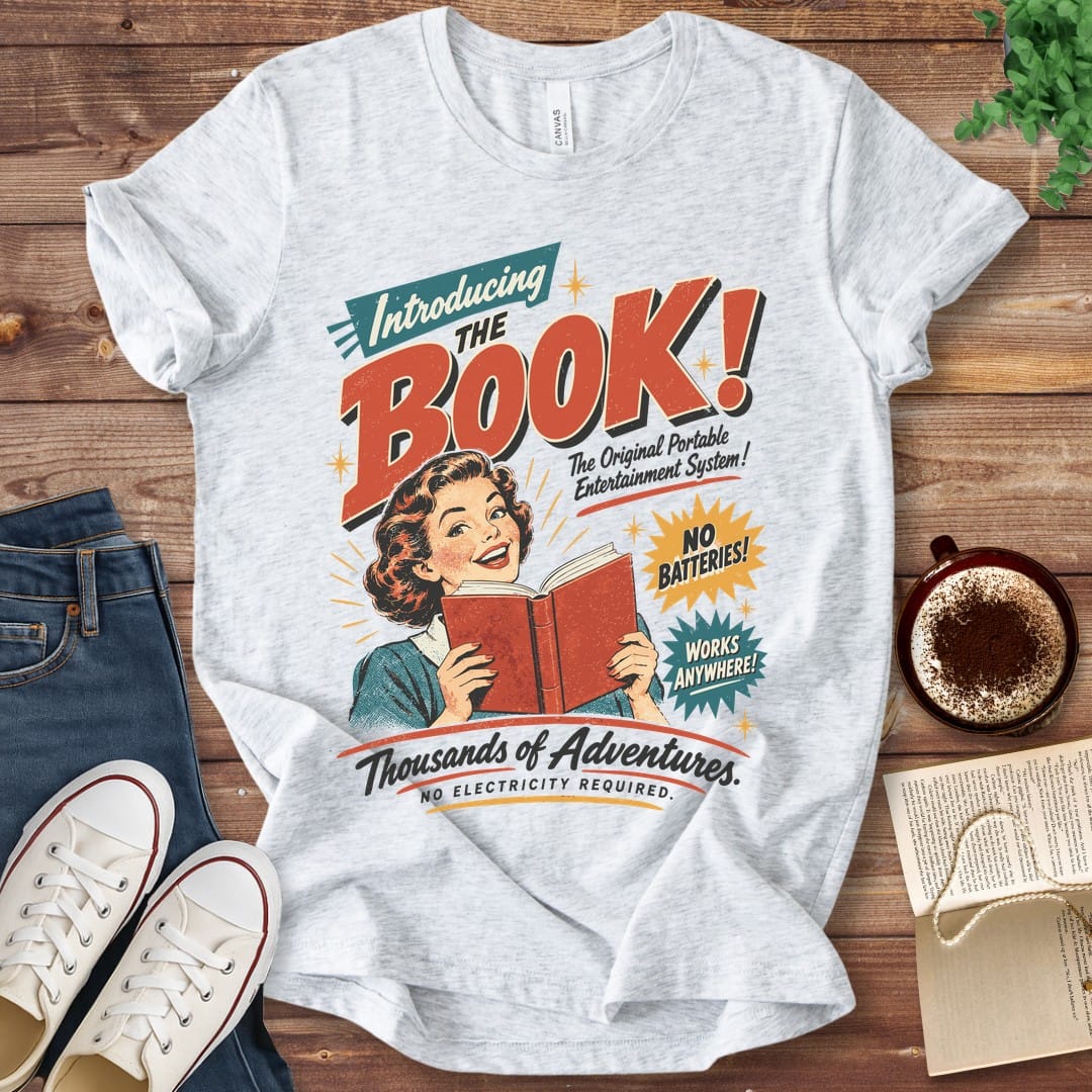 T-Shirt Ash / S Funny Retro Book Ad T-Shirt