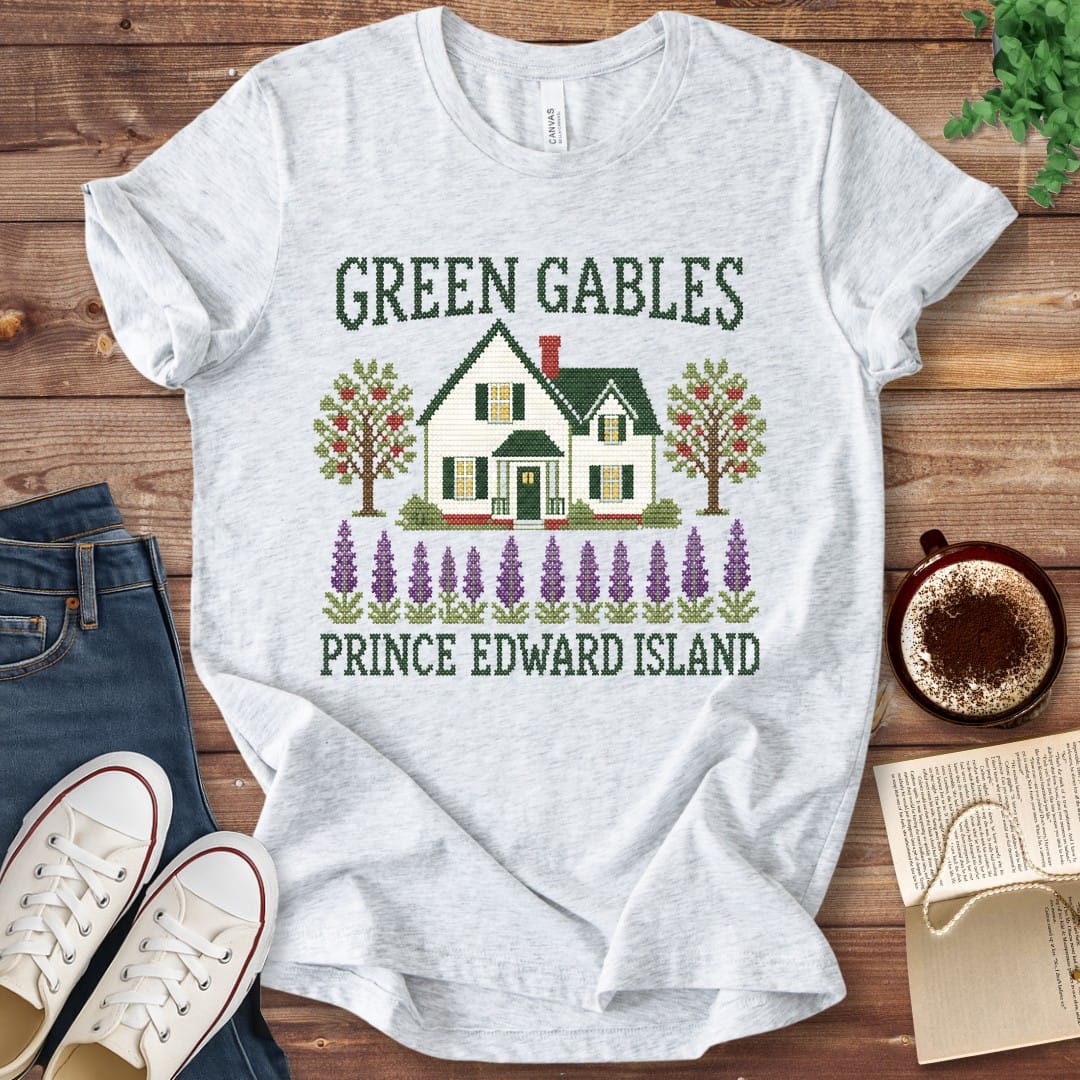 T-Shirt Ash / S Green Gables Faux Cross Stitch T-Shirt