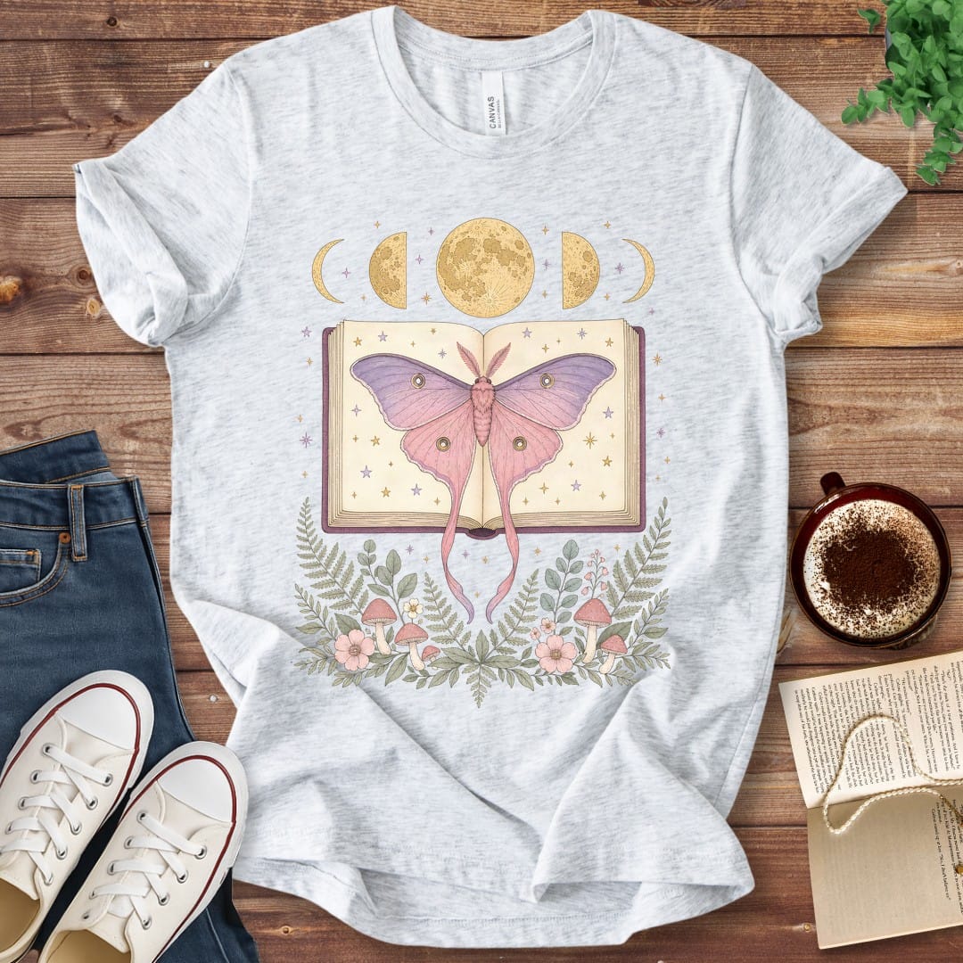 T-Shirt Ash / S Luna Moth Moon Phases T-Shirt