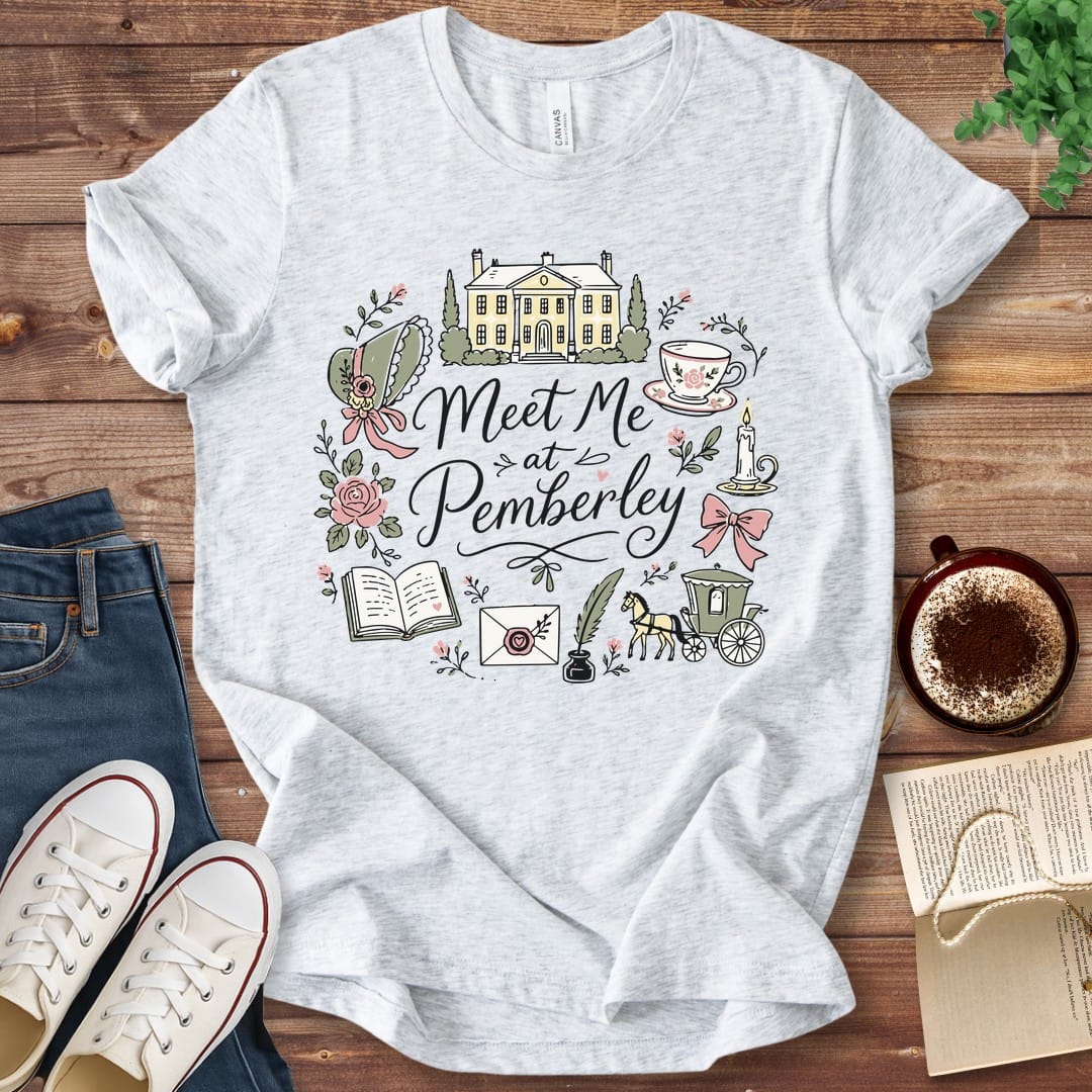 T-Shirt Ash / S Meet Me at Pemberley Jane Austen T-Shirt