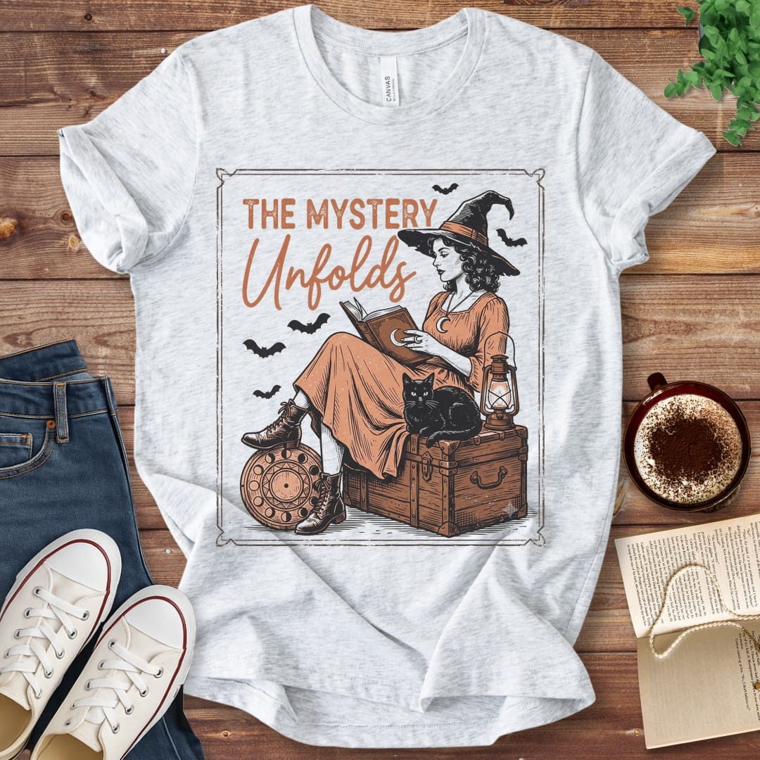 T-Shirt Ash / S The Mystery Unfolds Halloween Witch T-Shirt
