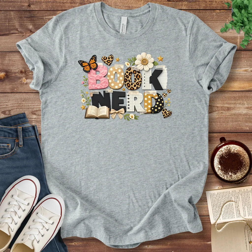 T-Shirt Athletic Heather / S Book Nerd Collage Shirt
