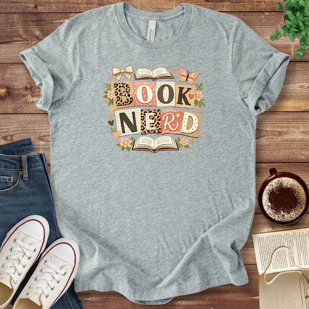 T-Shirt Athletic Heather / S Book Nerd Coquette Shirt
