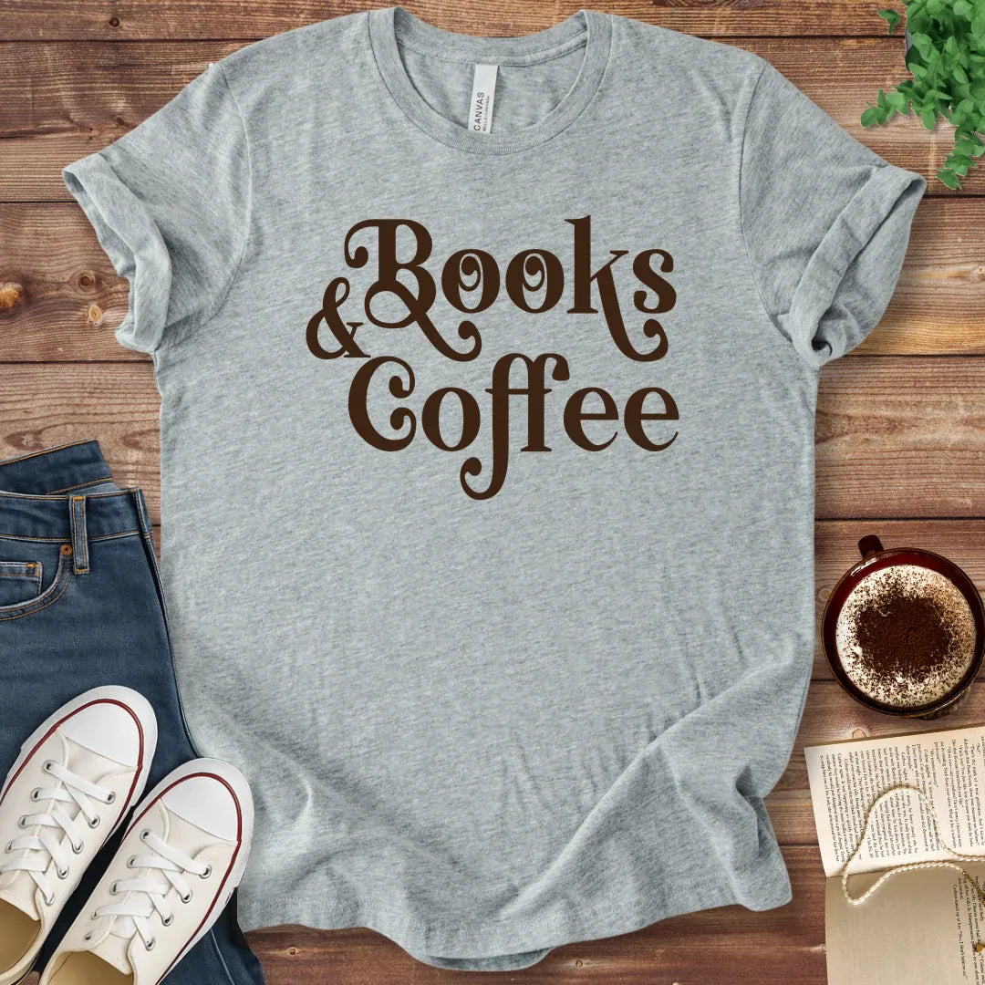 T-Shirt Athletic Heather / S Books and Coffee T-Shirt