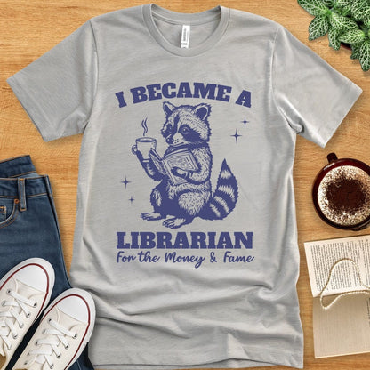 T-Shirt Athletic Heather / S Funny Librarian Raccoon Shirt