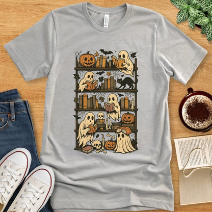T-Shirt Athletic Heather / S Halloween Bookshelf Shirt