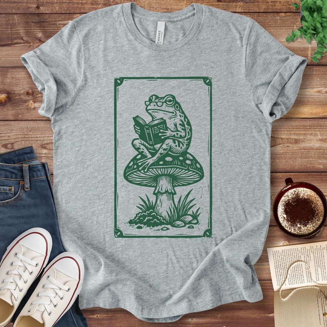 T-Shirt Athletic Heather / S Reading Frog Book Lover Shirt