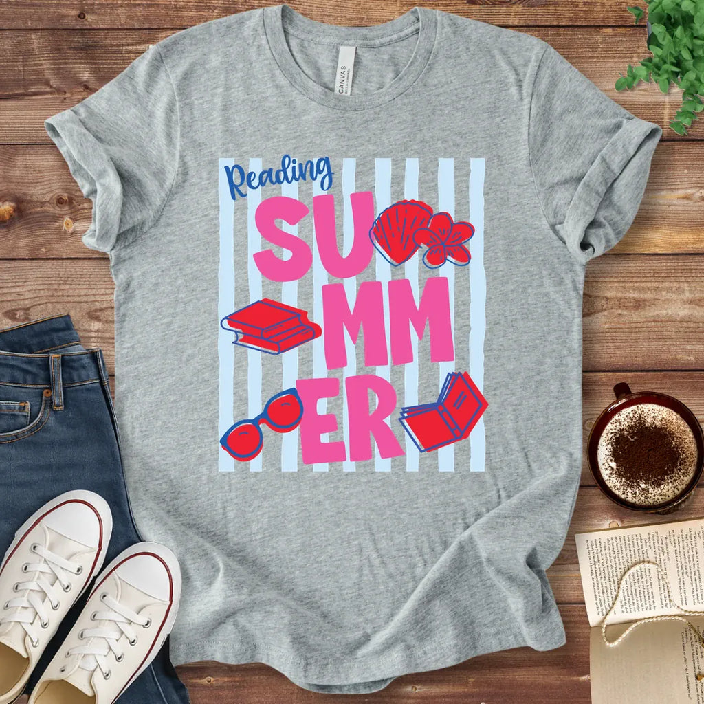 T-Shirt Athletic Heather / S Reading Summer Stripes T-Shirt