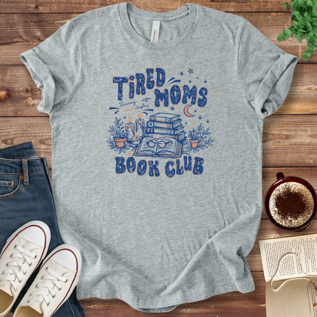 T-Shirt Athletic Heather / S Tired Moms Book Club Retro T-Shirt
