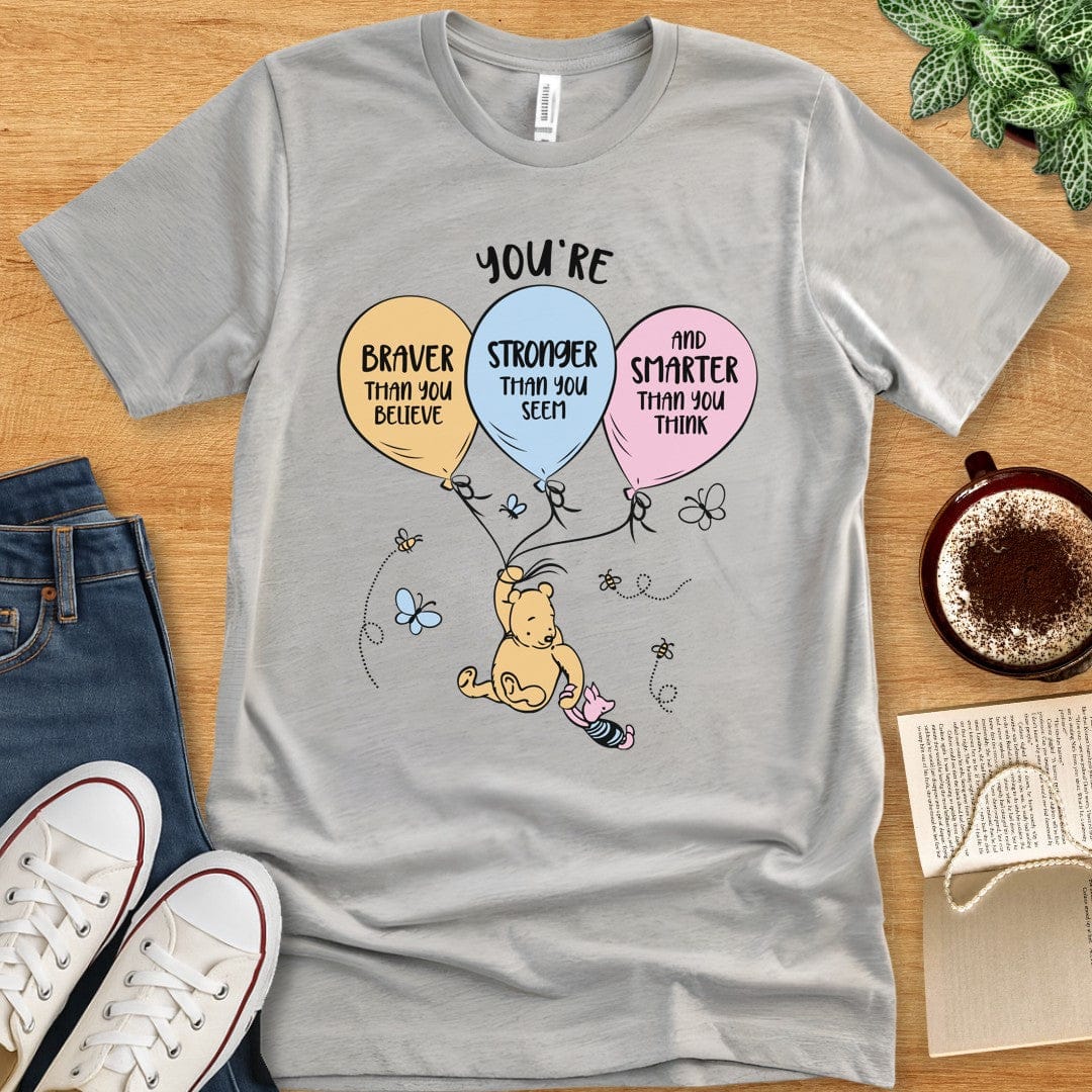 T-Shirt Athletic Heather / S Winnie the Pooh Braver Stronger Smarter Shirt
