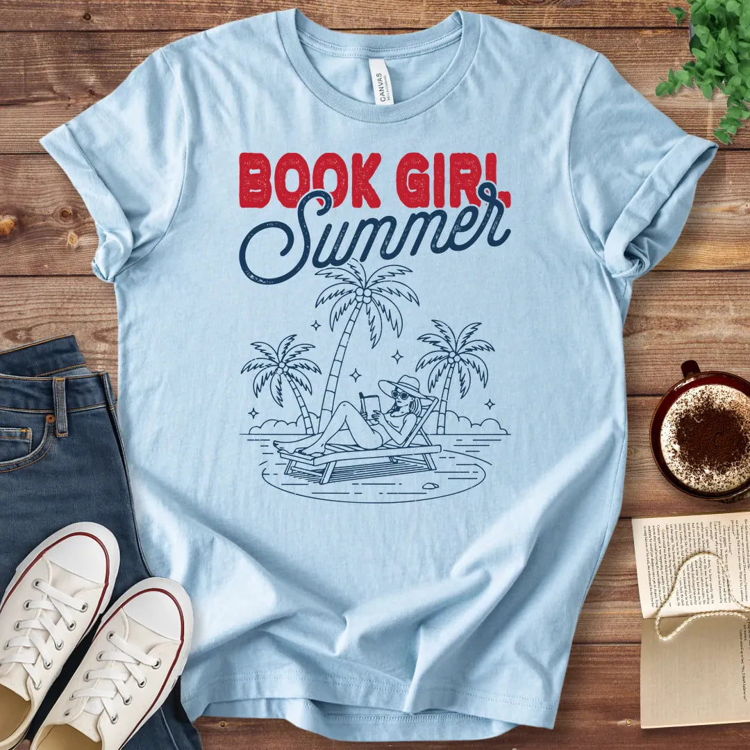 T-Shirt Baby Blue / S Book Girl Summer T-Shirt