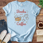 T-Shirt Baby Blue / S Books and Coffee Illustrated T-Shirt