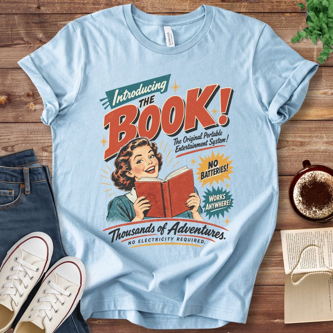 T-Shirt Baby Blue / S Funny Retro Book Ad T-Shirt