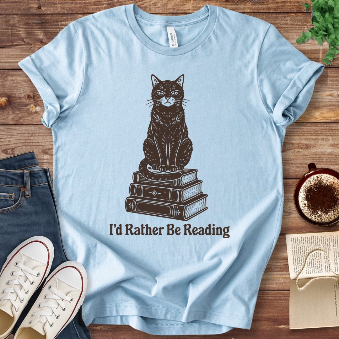T-Shirt Baby Blue / S I'd Rather Be Reading Cat T-Shirt