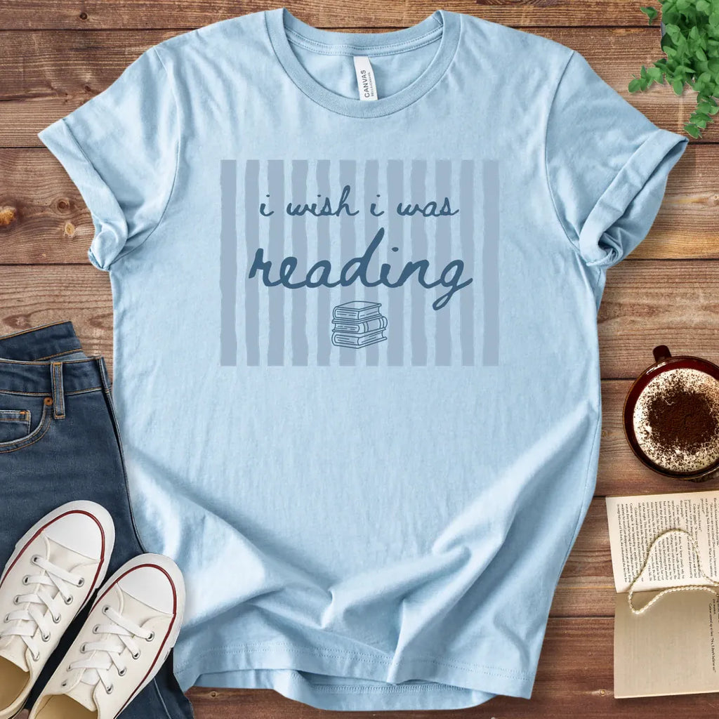 T-Shirt Baby Blue / S I Wish I Was Reading Stripes T-Shirt