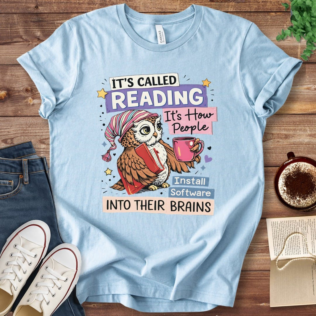 T-Shirt Baby Blue / S It's Called Reading Owl T-Shirt