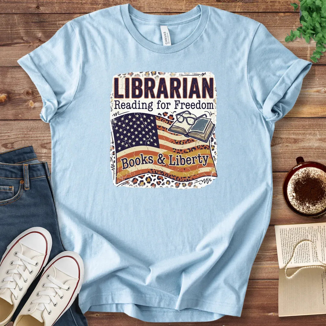 T-Shirt Baby Blue / S Librarian Patriotic T-Shirt