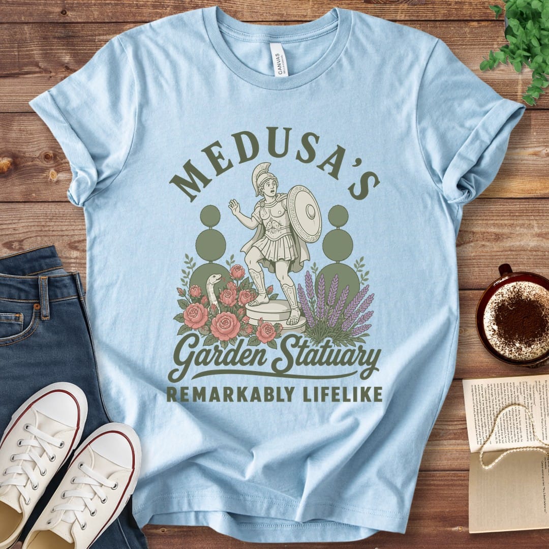 T-Shirt Baby Blue / S Medusa's Garden Statuary Remarkably Lifelike T-Shirt