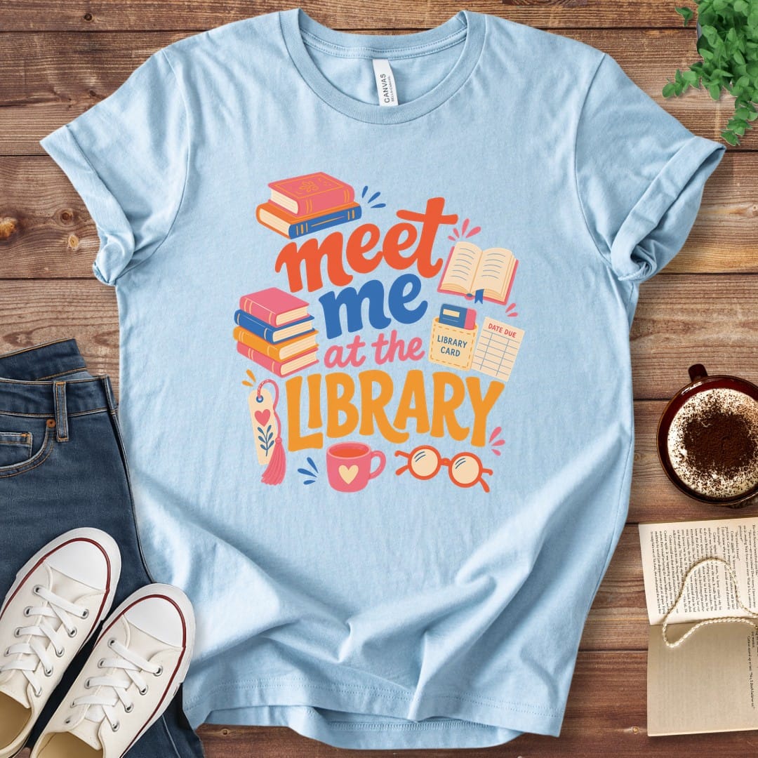 T-Shirt Baby Blue / S Meet Me at the Library Illustrated T-Shirt