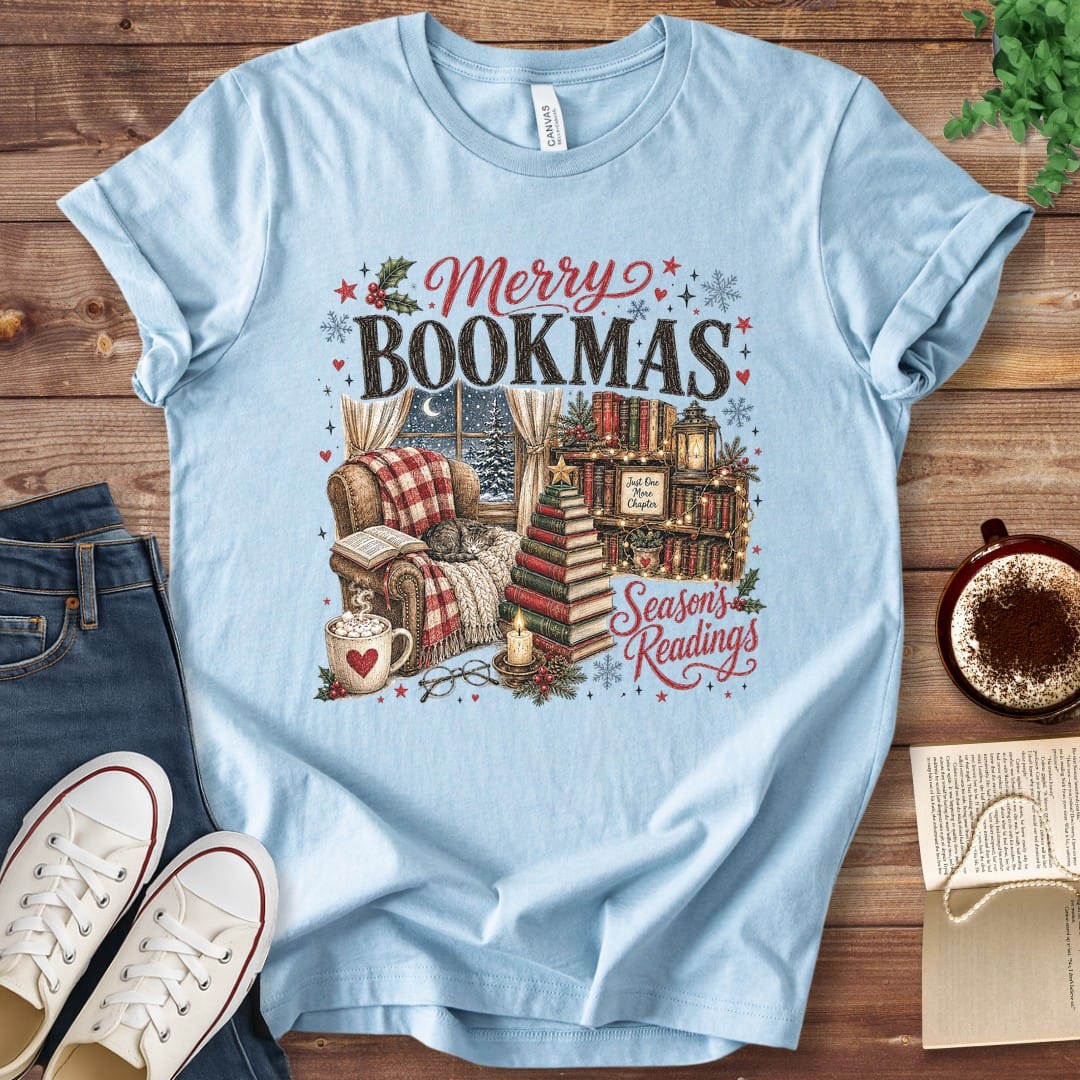 T-Shirt Baby Blue / S Merry Bookmas T-Shirt