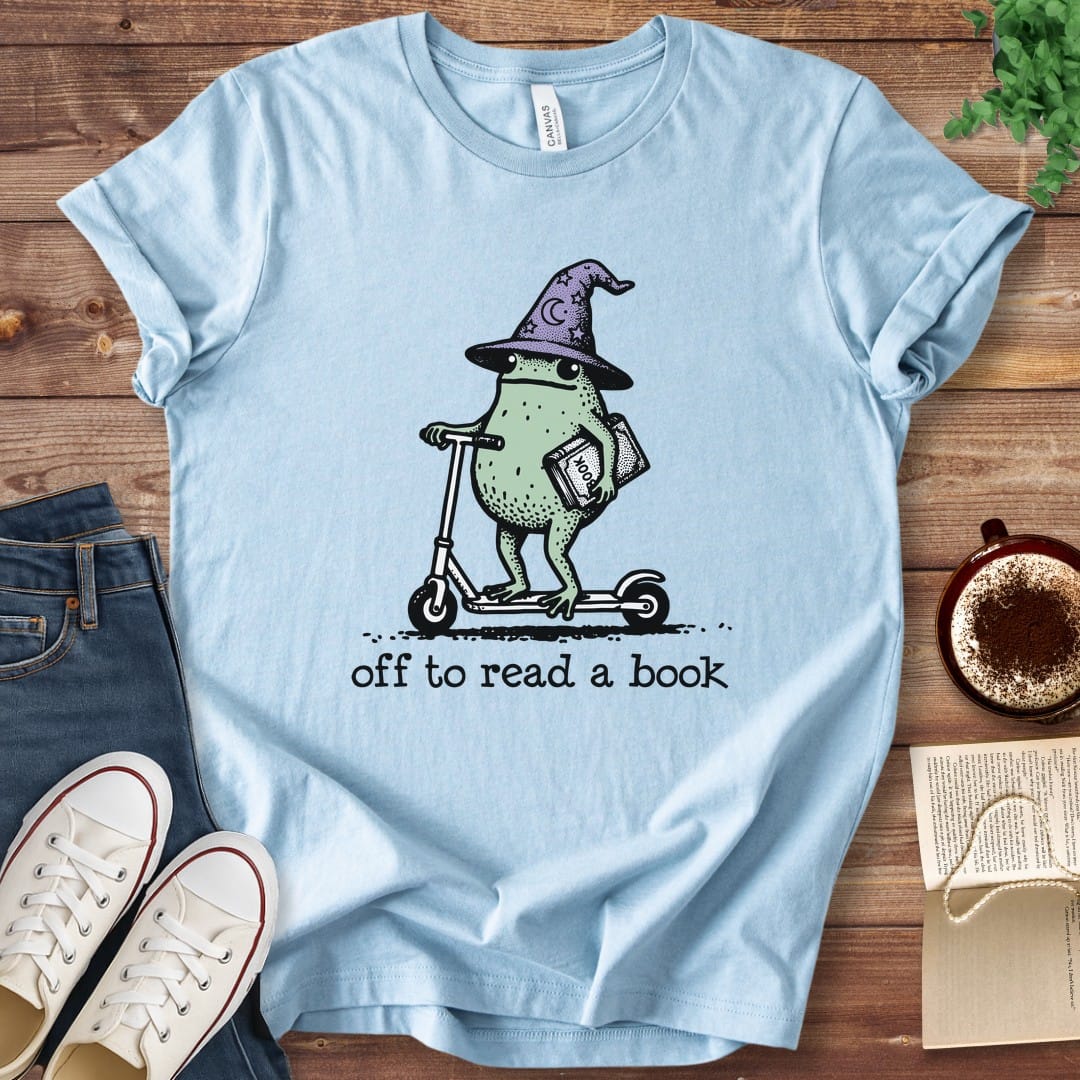 T-Shirt Baby Blue / S Off to Read a Book Frog T-Shirt