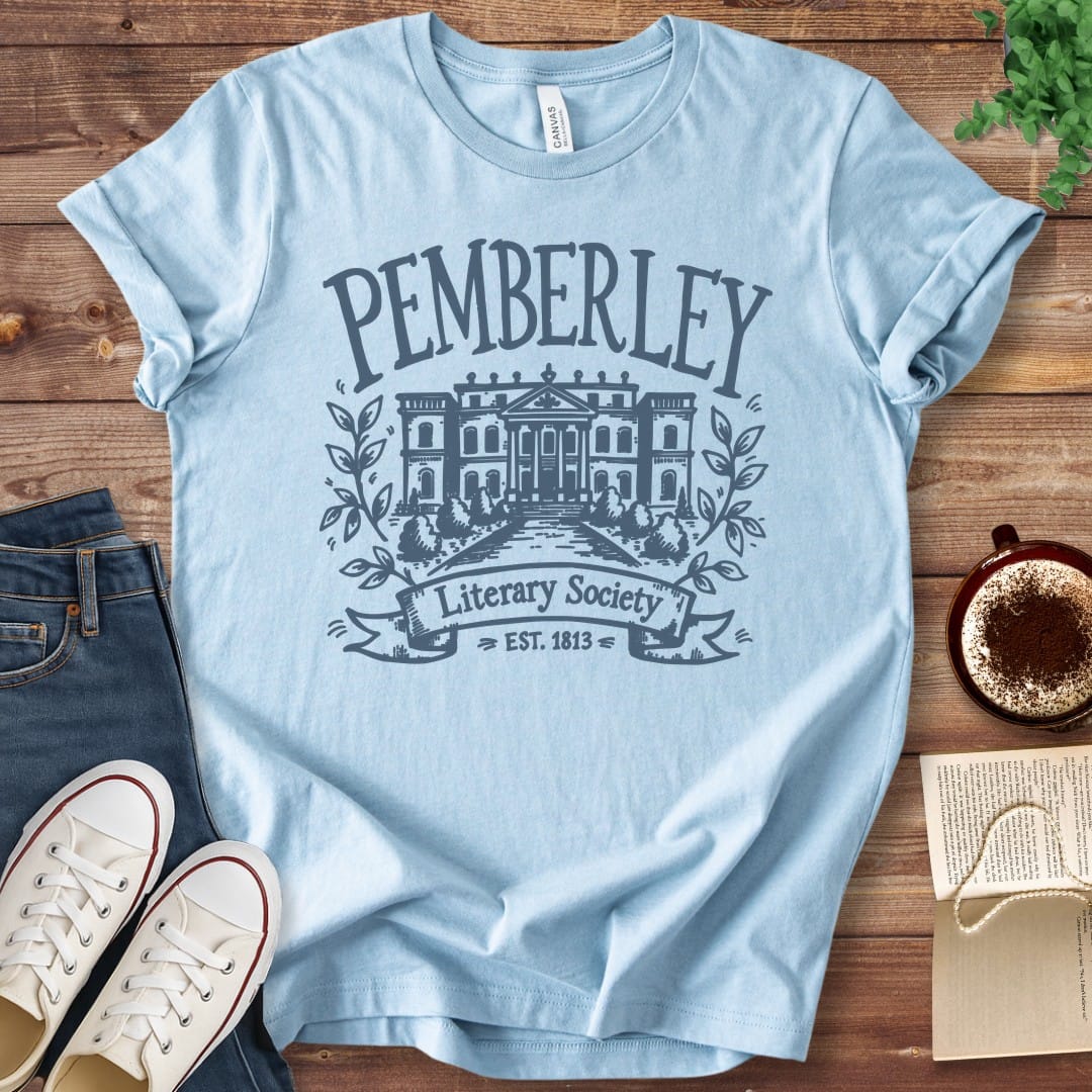 T-Shirt Baby Blue / S Pemberley Literary Society T-Shirt