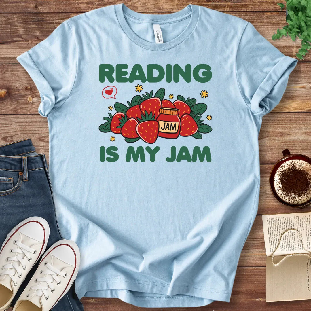 T-Shirt Baby Blue / S Reading is My Jam Strawberry T-Shirt