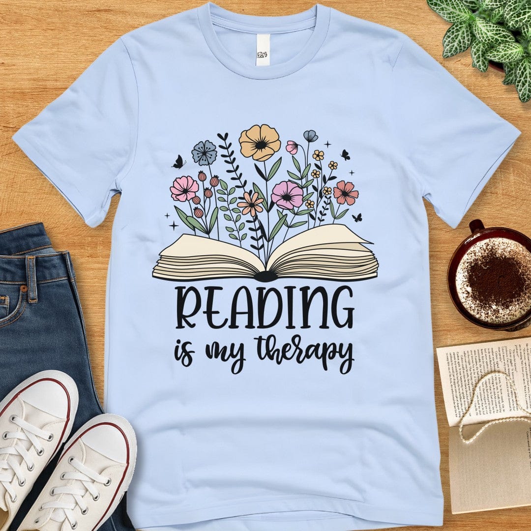 T-Shirt Baby Blue / S Reading Is My Therapy Shirt