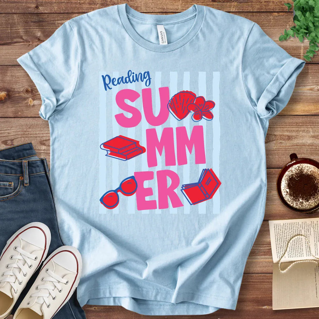 T-Shirt Baby Blue / S Reading Summer Stripes T-Shirt