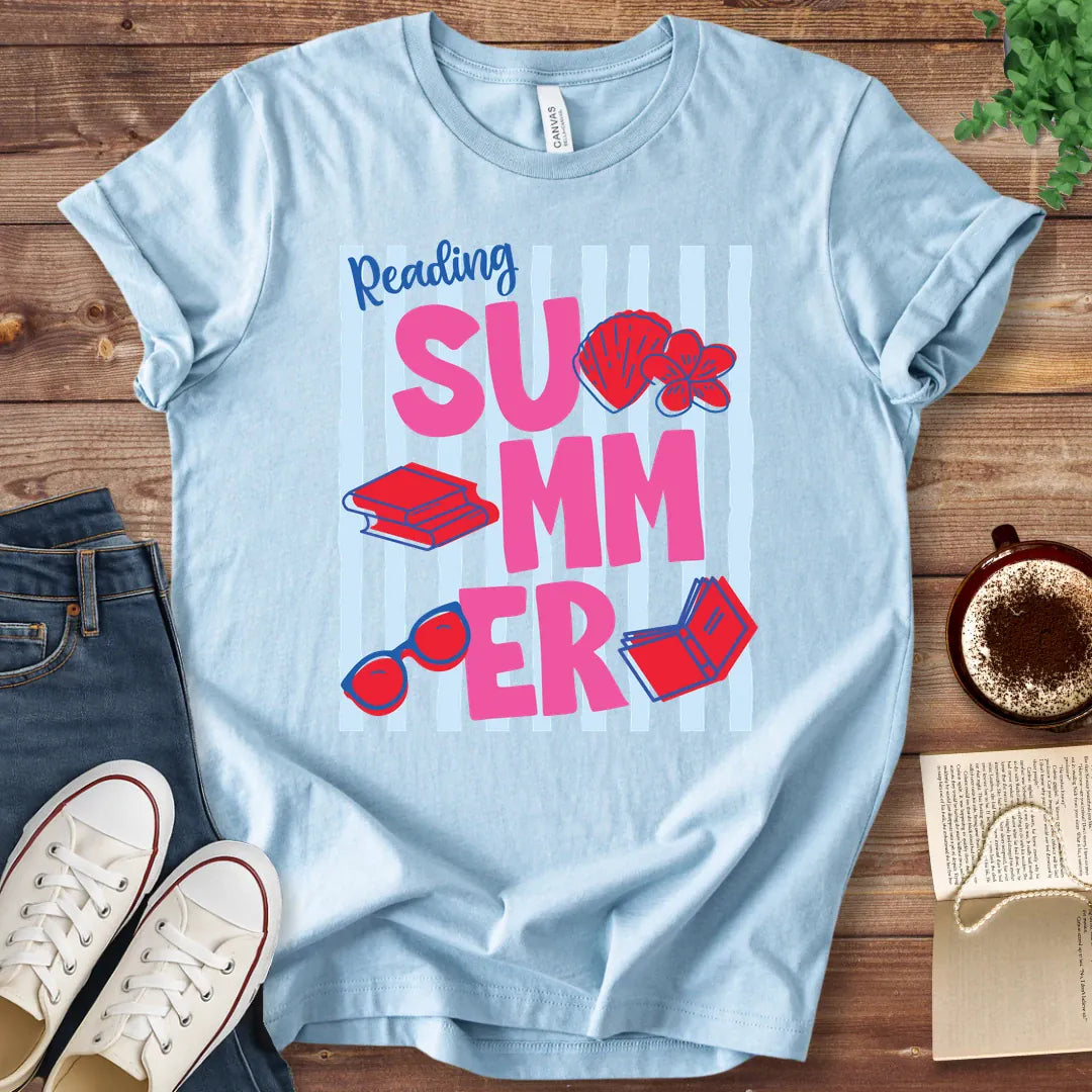 T-Shirt Baby Blue / S Reading Summer Stripes T-Shirt