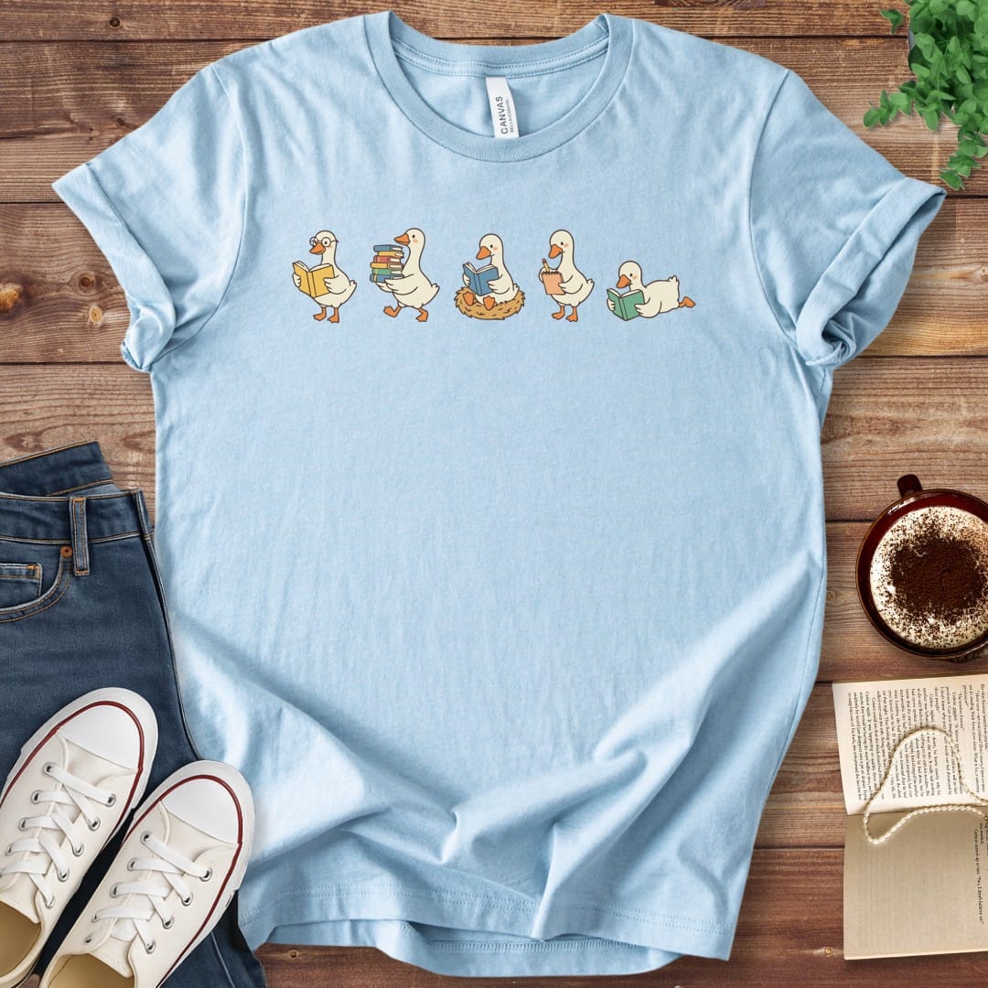 T-Shirt Baby Blue / S Silly Goose Book Lover Shirt