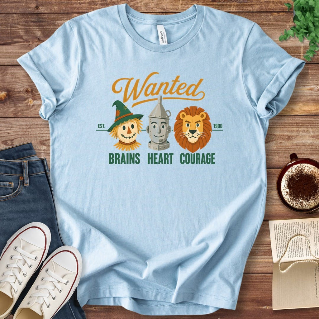 T-Shirt Baby Blue / S Wanted Brains Heart Courage Wizard of Oz T-Shirt